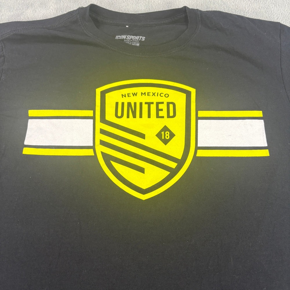 Icon Sports New Mexico United Soccer T-Shirt Black Yellow Shield Mens Large L